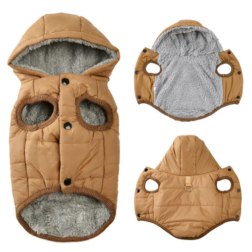 Warm Fleece Dog Hoodie Coat with D-Ring for Small & Medium Dogs