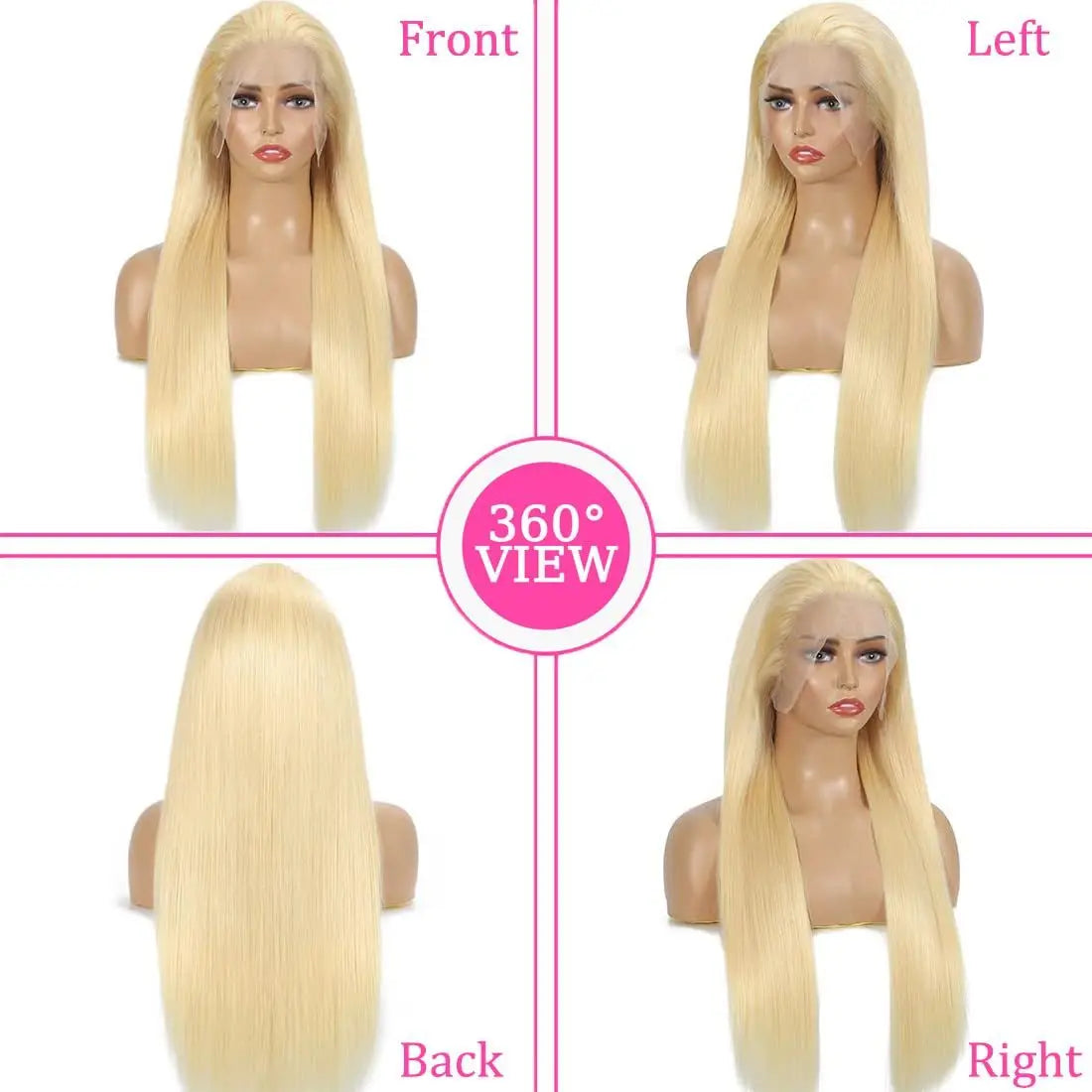 Women's 30 Inch 613 Blonde Straight HD Lace Front Human Hair Wig
