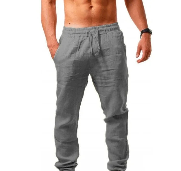 Men's Linen Cotton Wide Leg Casual Pants