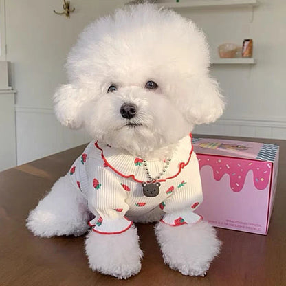 Cute Strawberry Vest with Ruffled Collar for Small Dogs & Cats