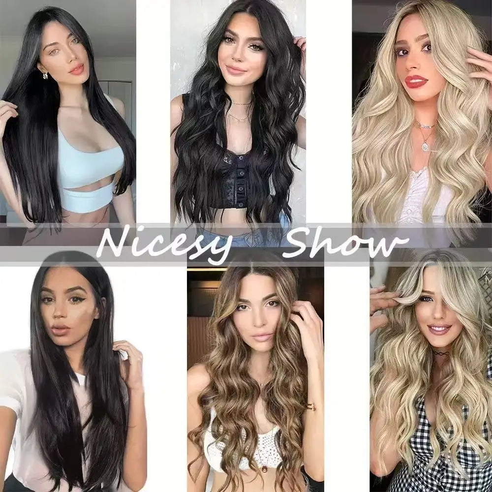 22 Inch Curly Wavy Clip In Hair Extensions 7PCS