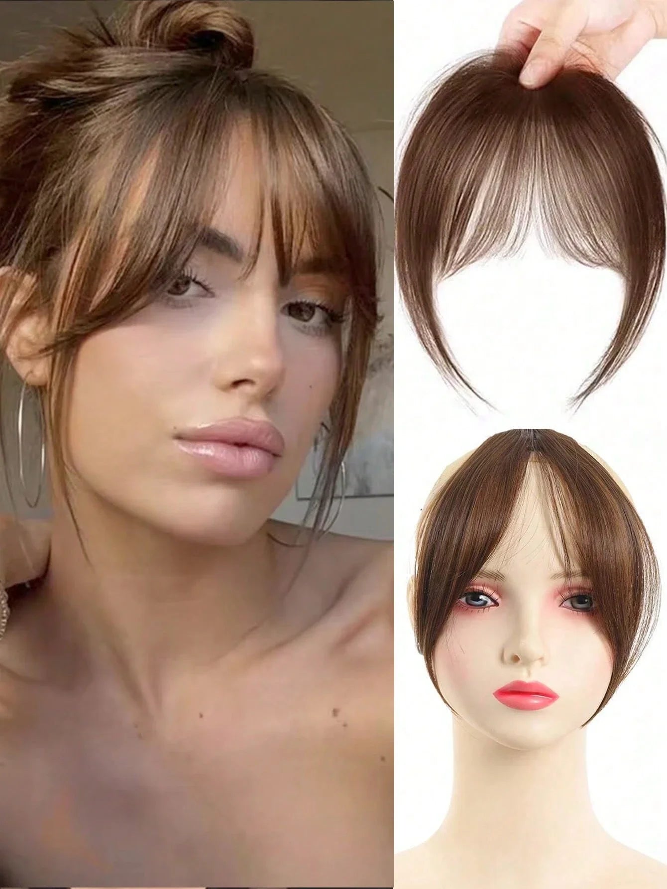 Women's Natural Clip In Middle Part Bangs Hair Extension