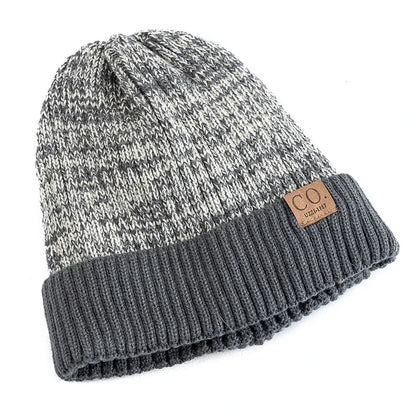 Unisex Two Tone Fur Lined Winter Beanie