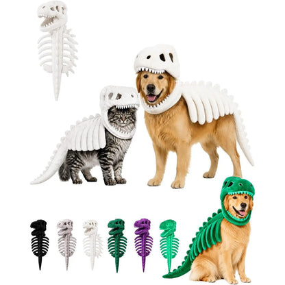 Dinosaur Skeleton Plush T-Rex Costume for Dogs & Cats Halloween Pet Outfit