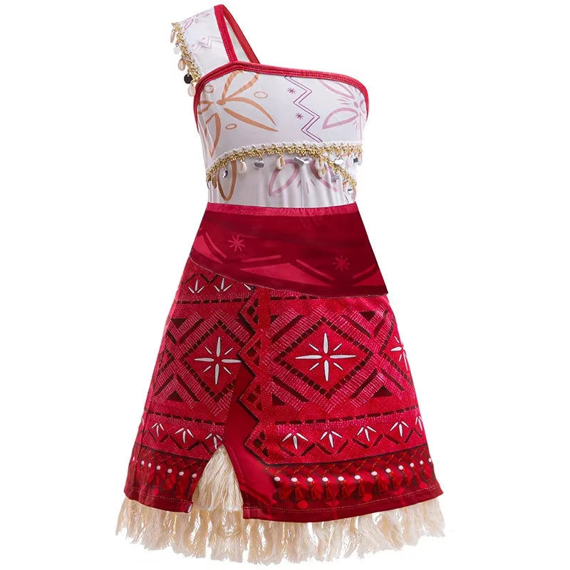 Girls Moana 2 Princess Costume Dress with Necklace