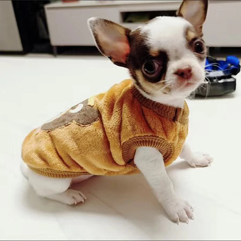 Cute Printed Fleece Sweater for Small Dogs Winter Pet Clothing