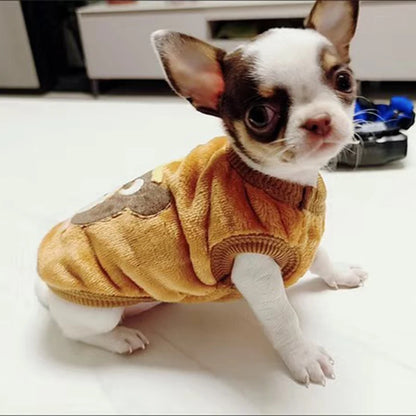 Cute Printed Fleece Sweater for Small Dogs Winter Pet Clothing