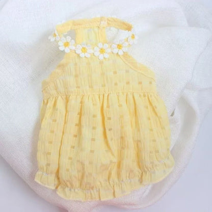 Floral Wreath Princess Dress for Small Dogs & Cats Summer Pet Clothing