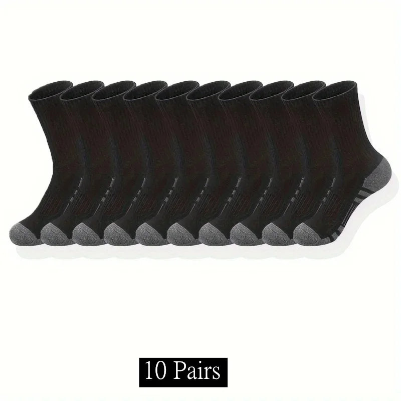 10 to 30 Pairs Men's Breathable Sports Crew Socks