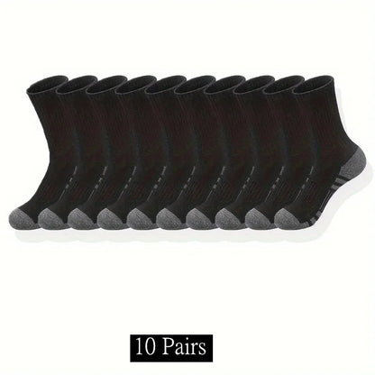 10 to 30 Pairs Men's Breathable Sports Crew Socks