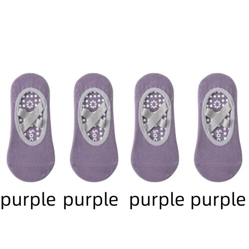 1 or 4 Pairs Women's Anti Slip Yoga Pilates Socks