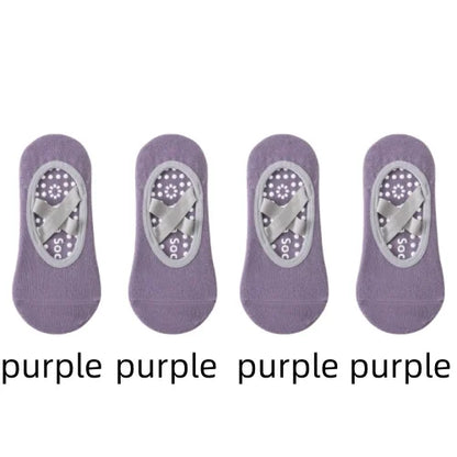 1 or 4 Pairs Women's Anti Slip Yoga Pilates Socks