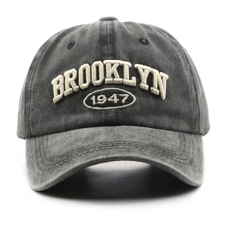 Unisex Washed Distressed Letter Embroidered Baseball Cap