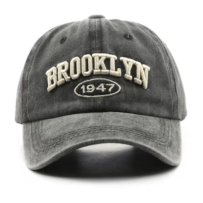 Unisex Washed Distressed Letter Embroidered Baseball Cap