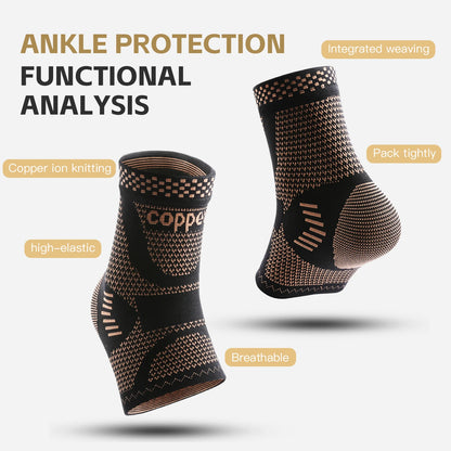 1 or 2 Pack Copper Infused Compression Ankle Support Sleeves