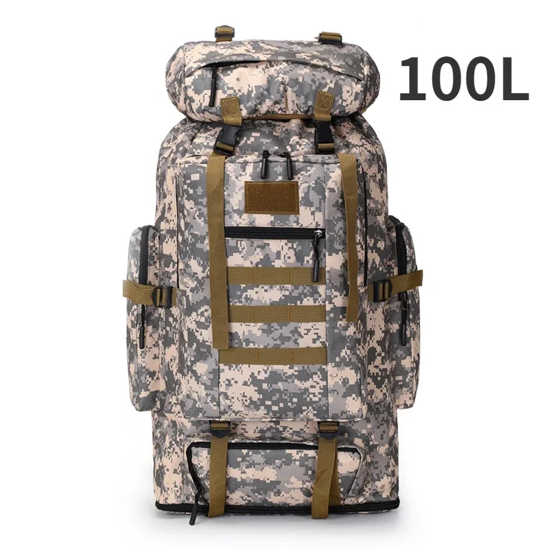 80L or 100L Large Capacity Tactical Hiking Backpack