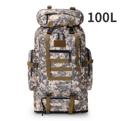 80L or 100L Large Capacity Tactical Hiking Backpack