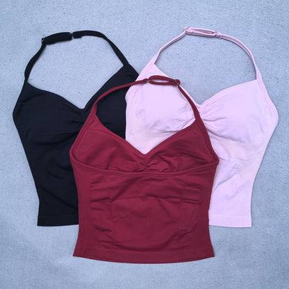 Women's Adjustable Strappy Backless Padded Sports Bra