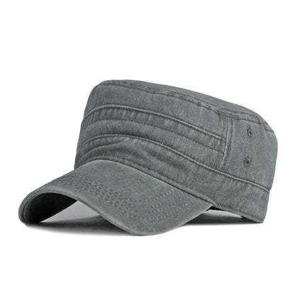 Unisex Washed Cotton Short Brim Military Cap