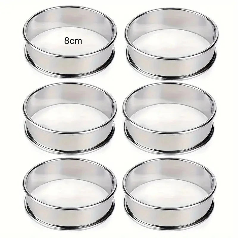 6 Piece Stainless Steel Perforated Tart Ring Set