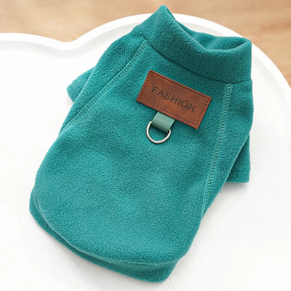Warm Solid Color Dog Hoodie for Small Dogs & Cats Winter Pet Clothes