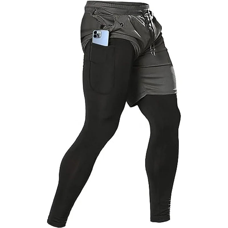Men's 2 in 1 Running Training Pants