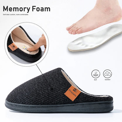 Men’s Winter Memory Foam Knitted Slippers Non Slip TPR Sole