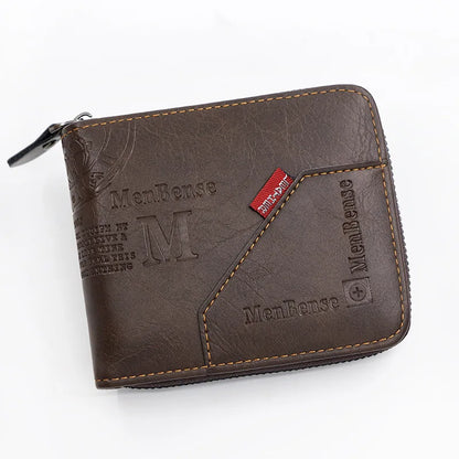 Men's Vintage PU Leather Zipper Wallet with Coin Pocket