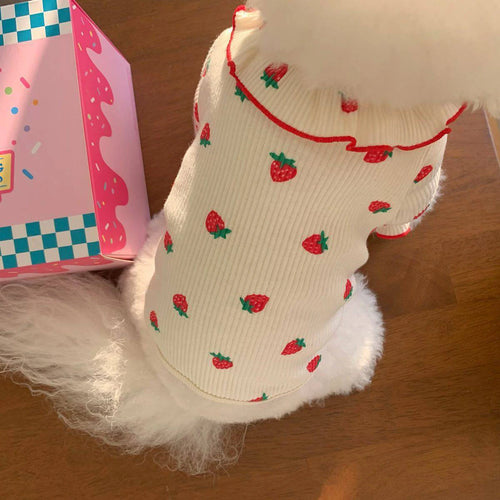 Cute Strawberry Vest with Ruffled Collar for Small Dogs & Cats