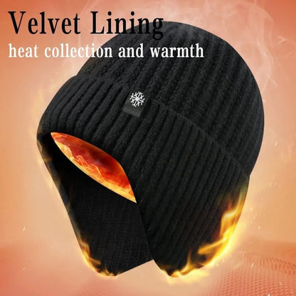Men's Faux Fur Lined Winter Peaked Hat with Ear Protection
