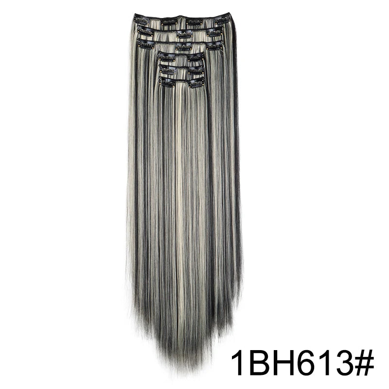 WIGSIN Women's 6 Piece Long Straight Clip In Hair Extensions