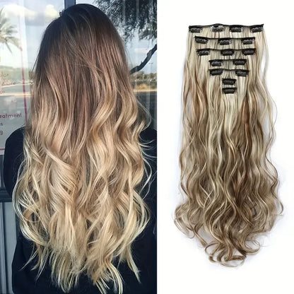 22 Inch Curly Wavy Clip In Hair Extensions 7PCS