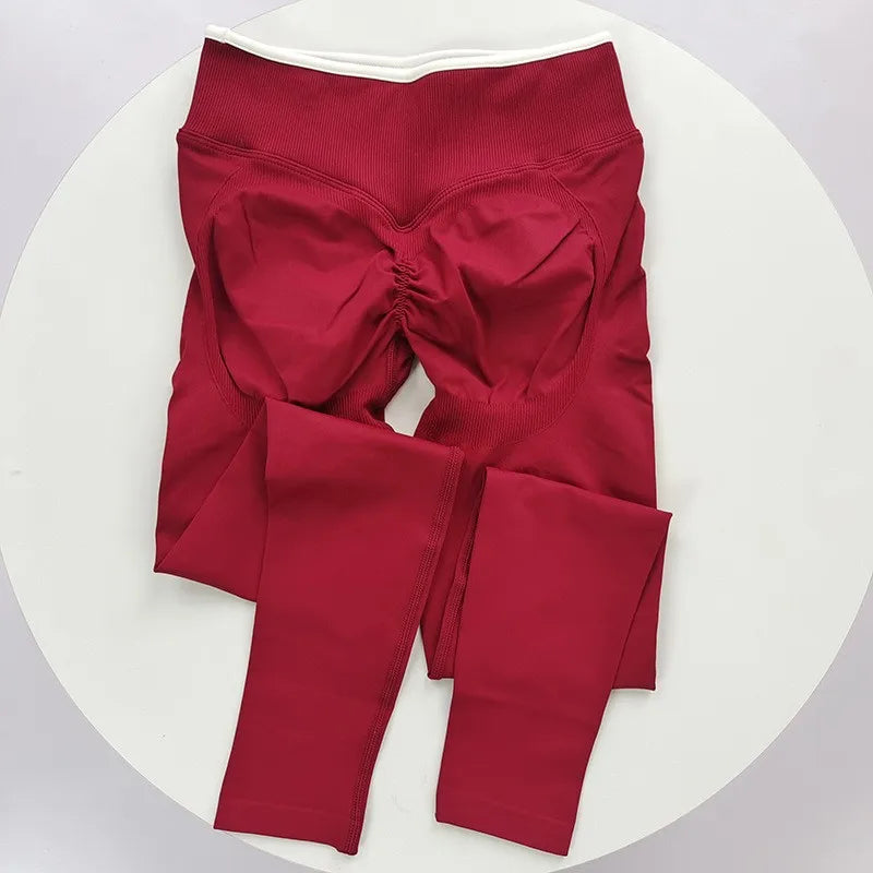 Women's High Waist Seamless Colorblock Butt Lift Leggings