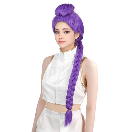 Women's Long Purple Braided Ponytail Cosplay Wig