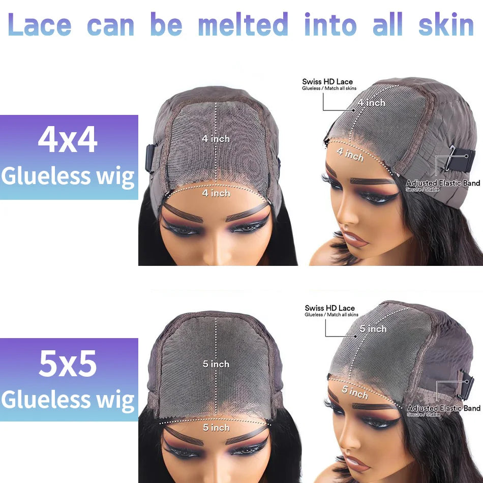 Women's Body Wave Glueless Brazilian Human Hair Closure Wig