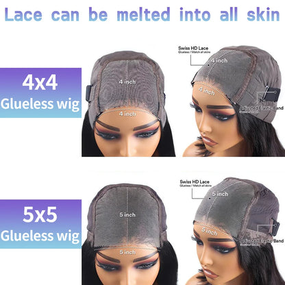 Women's Body Wave Glueless Brazilian Human Hair Closure Wig