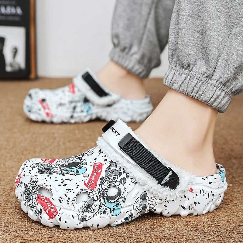 Warm Plush Fur Clogs Slippers for Men & Women Size 47