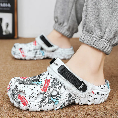 Warm Plush Fur Clogs Slippers for Men & Women Size 47