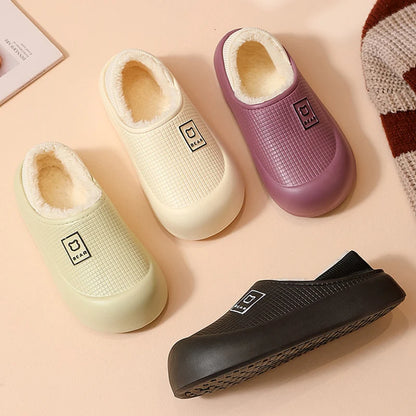 Cute Bear Plush Winter Slippers for Men & Women Waterproof Non Slip Shoes