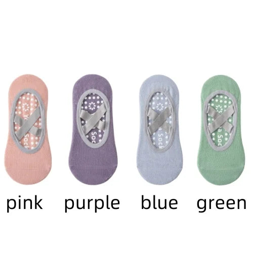 1 or 4 Pairs Women's Anti Slip Yoga Pilates Socks