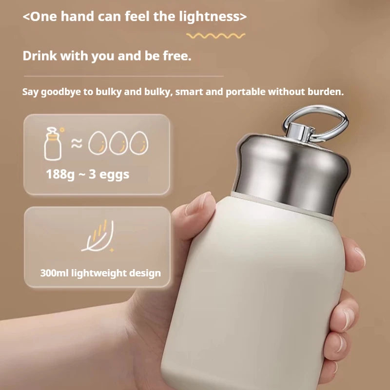300ml Stainless Steel Mini Travel Thermos Cup with Carry Ring
