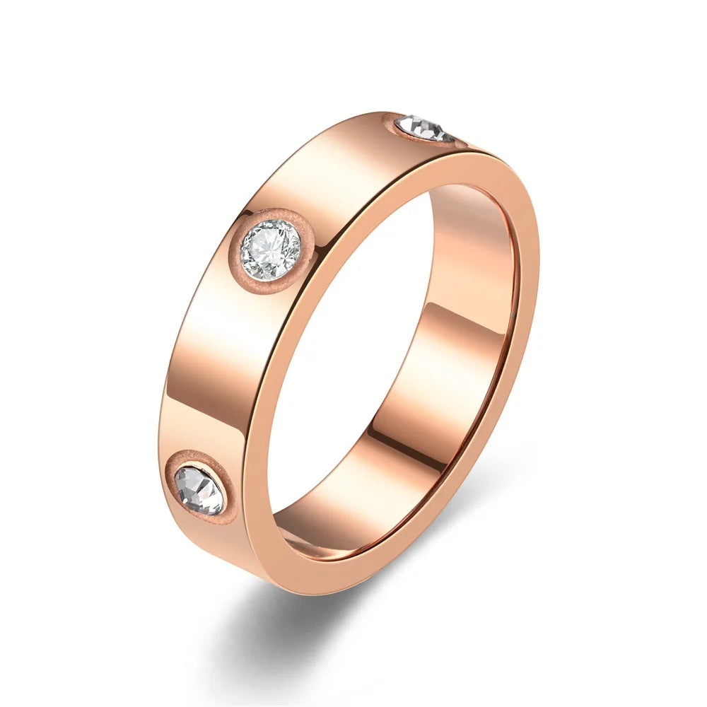 Classic Stainless Steel Diamond Ring for Men & Women Size 5–11