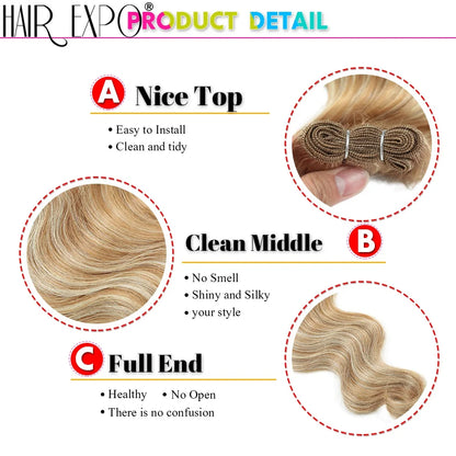 Women's 24 Inch Piano Blonde Body Wave Hair Extensions