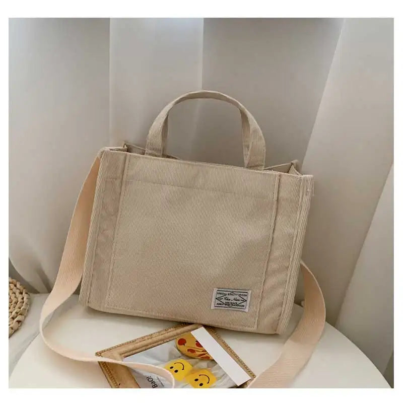 Women’s Corduroy Square Crossbody Tote Bag Travel Handbag