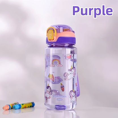 600ml Leak Proof Dinosaur Kids Water Bottle with Straw