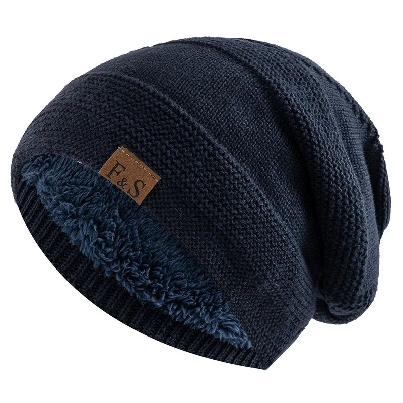 Unisex Faux Fur Lined Slouchy Winter Beanie