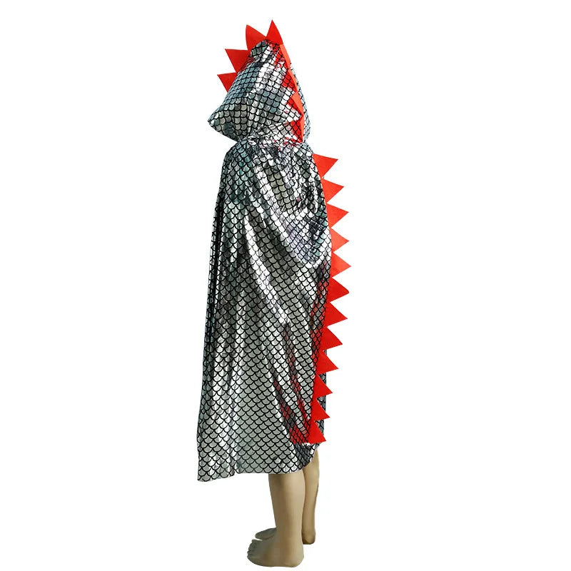 Dinosaur Hooded Cape Costume for Kids Halloween Cosplay Party