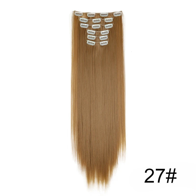 WIGSIN Women's 6 Piece Long Straight Clip In Hair Extensions