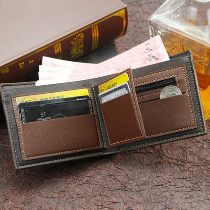 Men's Slim Frosted Leather Wallet with Coin Pocket