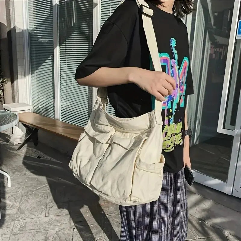 Vintage Canvas Shoulder Tote Bag for Women Large Capacity Travel Handbag